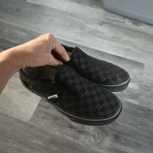 Vans 7.5 Black Checkered Slip-On Shoes Custom Made